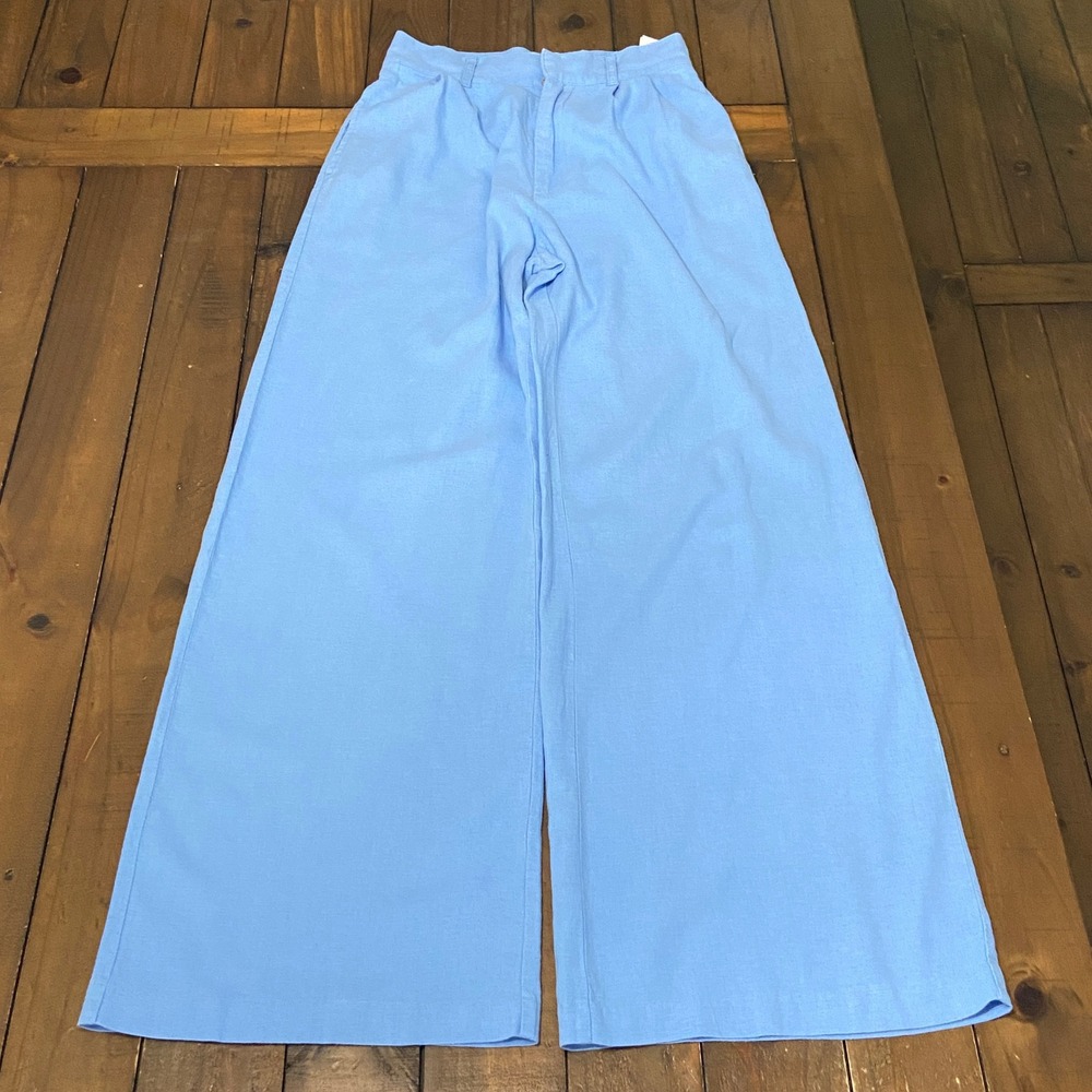 Abercrombie & Fitch Sloane Light Blue Linen Blend Wide Leg Pants Womens Small
